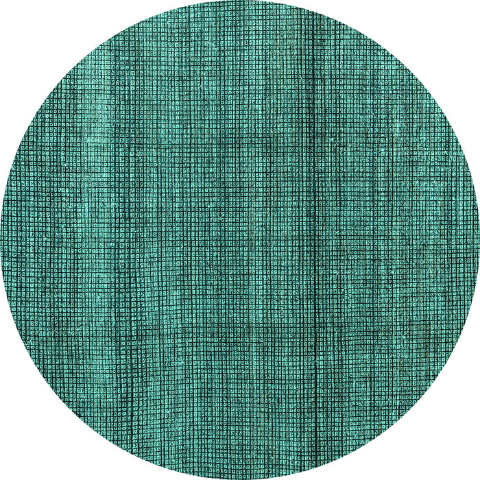 Round Abstract Turquoise Modern Rug, abs4610turq