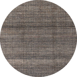 Round Abstract Charcoal Black Modern Rug, abs4610