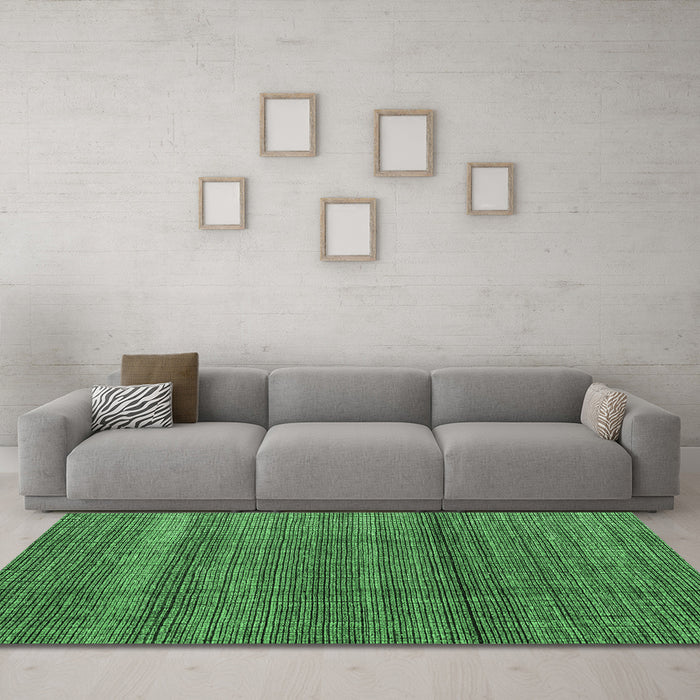 Machine Washable Abstract Emerald Green Modern Area Rugs in a Living Room,, wshabs4610emgrn