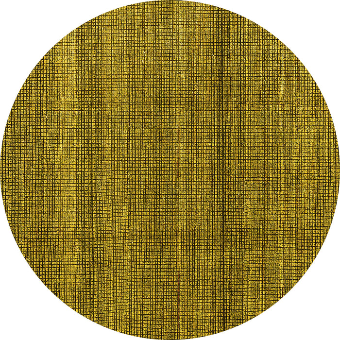Round Abstract Yellow Modern Rug, abs4610yw