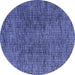 Round Abstract Blue Modern Rug, abs4611blu