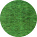 Round Abstract Green Modern Rug, abs4611grn