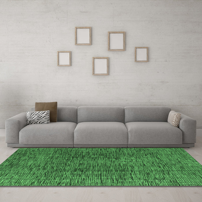 Machine Washable Abstract Emerald Green Modern Area Rugs in a Living Room,, wshabs4611emgrn