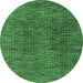 Round Abstract Emerald Green Modern Rug, abs4611emgrn