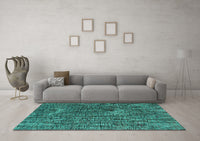 Machine Washable Abstract Turquoise Modern Rug, wshabs4611turq