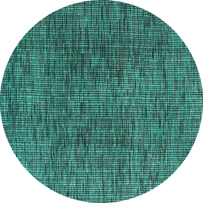Round Machine Washable Abstract Turquoise Modern Area Rugs, wshabs4611turq