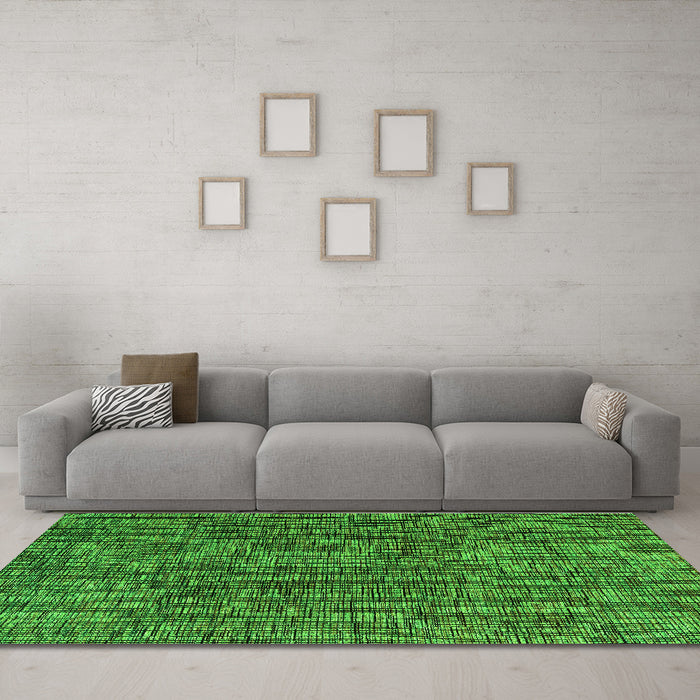 Machine Washable Abstract Green Modern Area Rugs in a Living Room,, wshabs4611grn