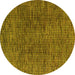 Round Machine Washable Abstract Yellow Modern Rug, wshabs4611yw