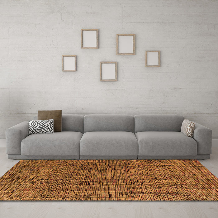 Machine Washable Abstract Orange Modern Area Rugs in a Living Room, wshabs4611org