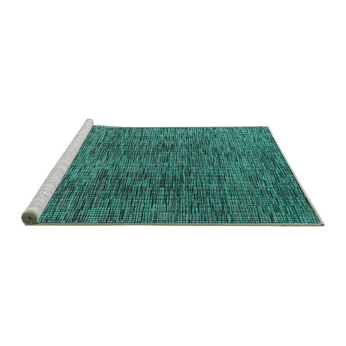 Sideview of Machine Washable Abstract Turquoise Modern Area Rugs, wshabs4611turq