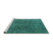 Sideview of Machine Washable Abstract Turquoise Modern Area Rugs, wshabs4611turq