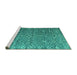 Sideview of Machine Washable Abstract Turquoise Modern Area Rugs, wshabs4612turq