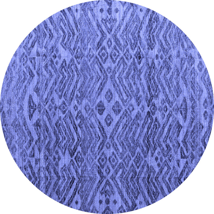 Round Machine Washable Abstract Blue Modern Rug, wshabs4612blu