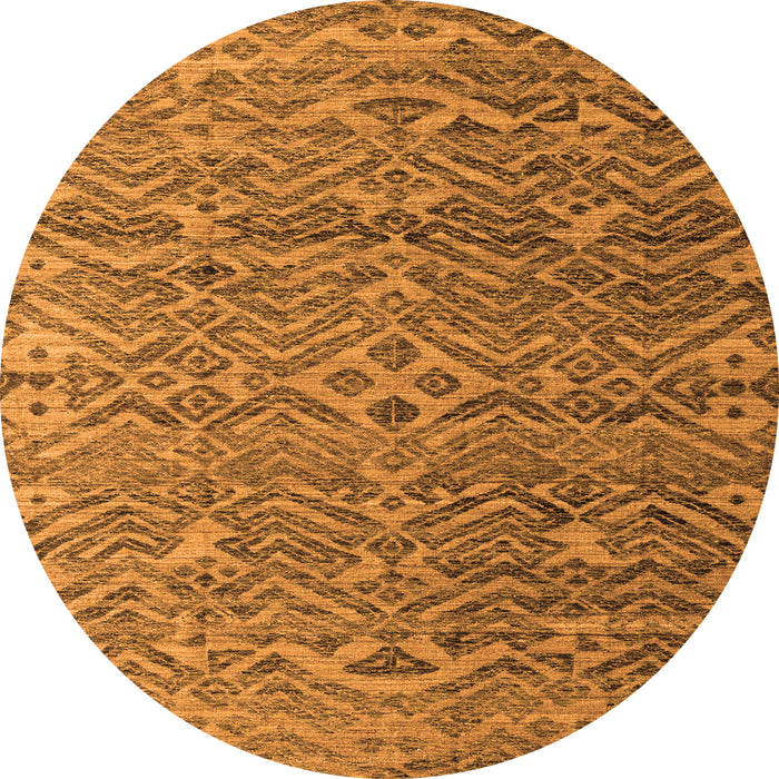 Round Machine Washable Abstract Orange Modern Area Rugs, wshabs4612org