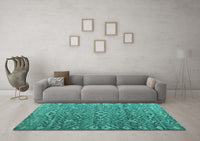 Machine Washable Abstract Turquoise Modern Rug, wshabs4612turq