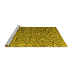 Sideview of Machine Washable Abstract Yellow Modern Rug, wshabs4612yw