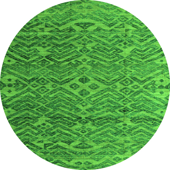 Round Machine Washable Abstract Green Modern Area Rugs, wshabs4612grn