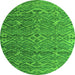 Round Machine Washable Abstract Green Modern Area Rugs, wshabs4612grn