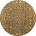 Round Machine Washable Abstract Brown Modern Rug, wshabs4612brn