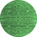 Round Abstract Emerald Green Modern Rug, abs4612emgrn