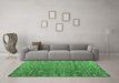 Machine Washable Abstract Emerald Green Modern Area Rugs in a Living Room,, wshabs4612emgrn