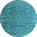 Round Machine Washable Abstract Light Blue Modern Rug, wshabs4612lblu