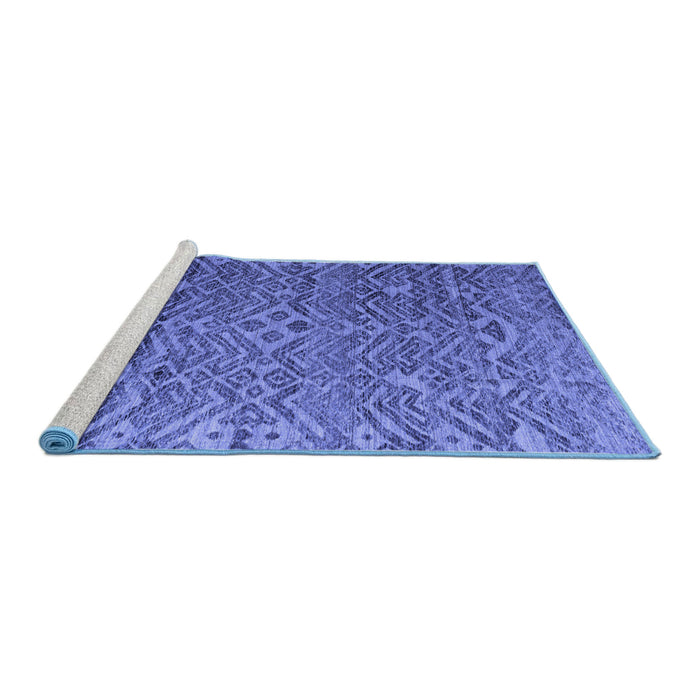 Sideview of Machine Washable Abstract Blue Modern Rug, wshabs4612blu