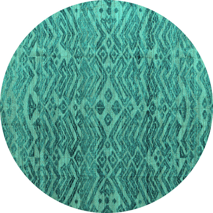 Round Abstract Turquoise Modern Rug, abs4612turq