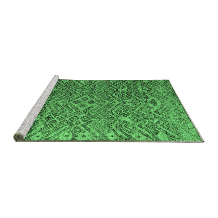 Sideview of Machine Washable Abstract Emerald Green Modern Area Rugs, wshabs4612emgrn