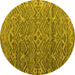 Round Abstract Yellow Modern Rug, abs4612yw