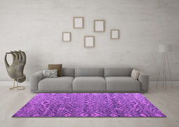 Machine Washable Abstract Purple Modern Area Rugs in a Living Room, wshabs4612pur