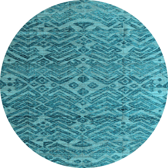 Round Abstract Light Blue Modern Rug, abs4612lblu