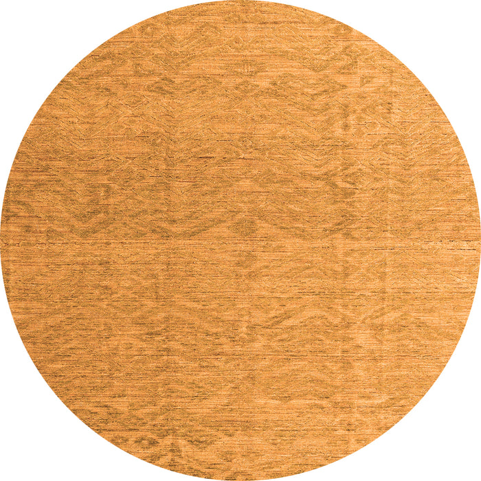Round Machine Washable Abstract Orange Modern Area Rugs, wshabs4613org