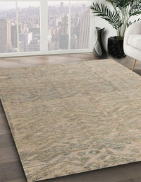 Abstract Dark Almond Brown Modern Rug, abs4613