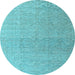 Round Machine Washable Abstract Light Blue Modern Rug, wshabs4613lblu