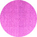 Round Machine Washable Abstract Pink Modern Rug, wshabs4613pnk