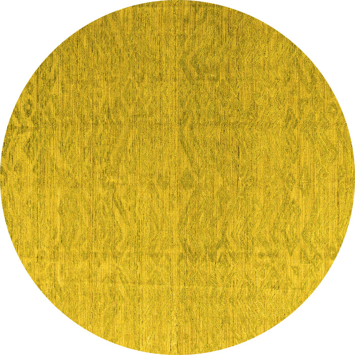 Round Abstract Yellow Modern Rug, abs4613yw
