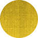 Round Abstract Yellow Modern Rug, abs4613yw