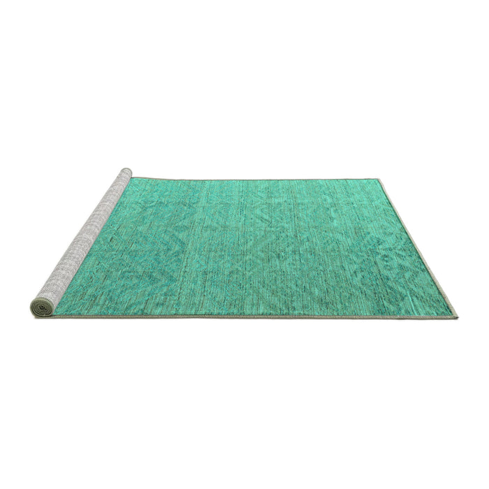 Sideview of Machine Washable Abstract Turquoise Modern Area Rugs, wshabs4613turq
