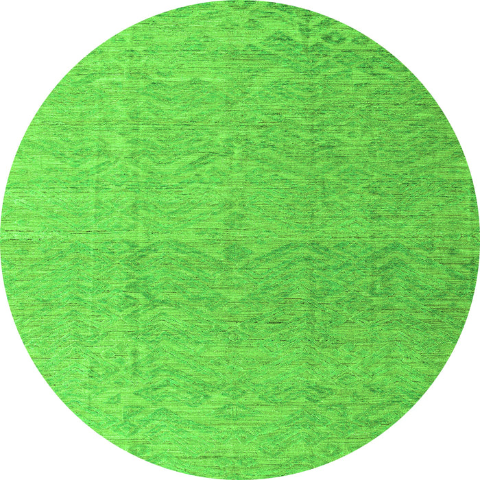 Round Machine Washable Abstract Green Modern Area Rugs, wshabs4613grn