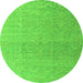 Round Machine Washable Abstract Green Modern Area Rugs, wshabs4613grn