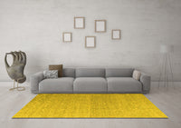 Machine Washable Abstract Yellow Modern Rug, wshabs4613yw