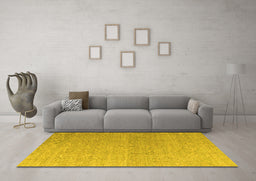 Machine Washable Abstract Yellow Modern Rug in a Living Room, wshabs4613yw