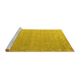 Sideview of Machine Washable Abstract Yellow Modern Rug, wshabs4613yw