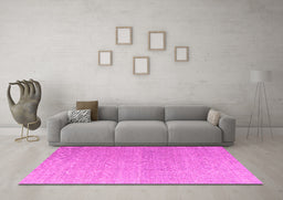 Machine Washable Abstract Pink Modern Rug in a Living Room, wshabs4613pnk