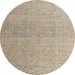 Round Abstract Dark Almond Brown Modern Rug, abs4613