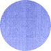 Round Machine Washable Abstract Blue Modern Rug, wshabs4613blu