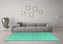 Machine Washable Abstract Turquoise Modern Area Rugs in a Living Room,, wshabs4613turq