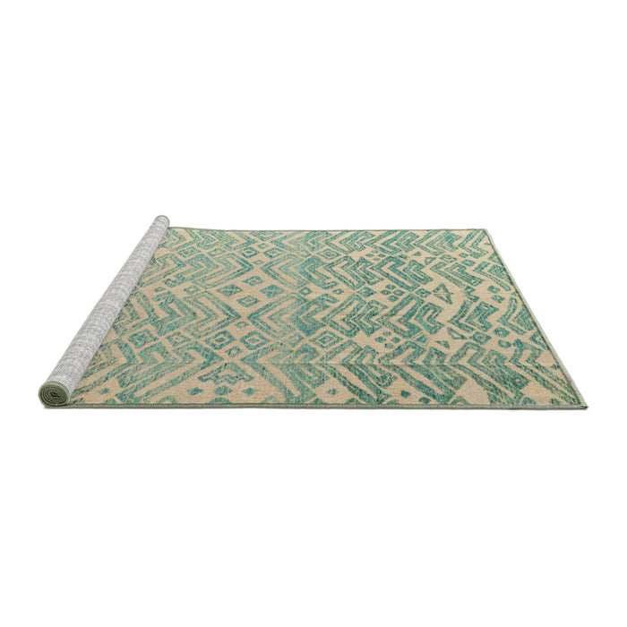 Sideview of Machine Washable Abstract Green Rug, wshabs4614