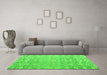 Machine Washable Abstract Green Modern Area Rugs in a Living Room,, wshabs4614grn